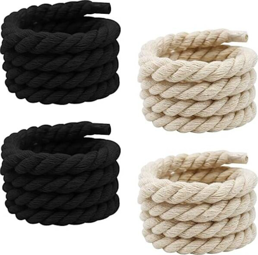Paracord Skolisser Store Skolisser Svarte Skolisser og Beige Skolisser Runde Skolisser for Sneakers Løpesko Sportsko