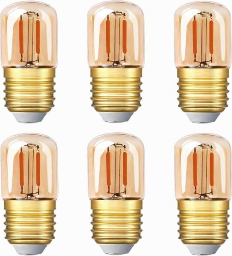 Mini rørformet LED-lyspære, 1W E27-sokkel 2200K varm hvit 6-pakning