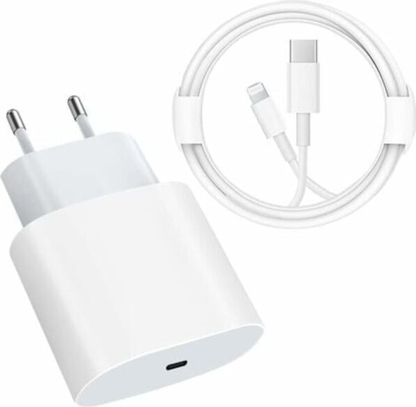 USB C Hurtiglader - PD-sertifisert 20W Hurtig med Lightning-kabel Type C-laderadapter for iPhone 14/14 Plus/14 Pro/14 Pro Max/13/iPad Pro