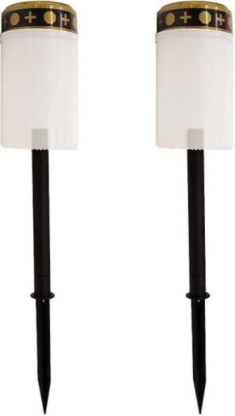 2 stk. utendørs gravlys, vanntett, solcelledrevet elektrisk lys, Jikaix White with Ground Insertion