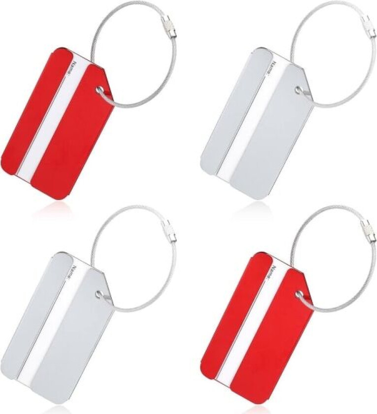 4 stk. Flybagasjemerker i aluminium, Distinkte koffertmerker i metall, Identifikasjonsmerker