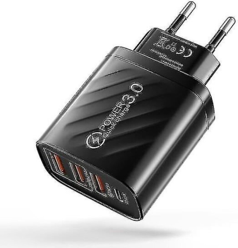 30W USB C-lader, hurtiglader for iPhone 13 12 Xiaomi Huawei Samsung Quick Charge 3.0 4.0 Mobiltelefonlader QC 3.0 (Størrelse, farge: EU-svart)