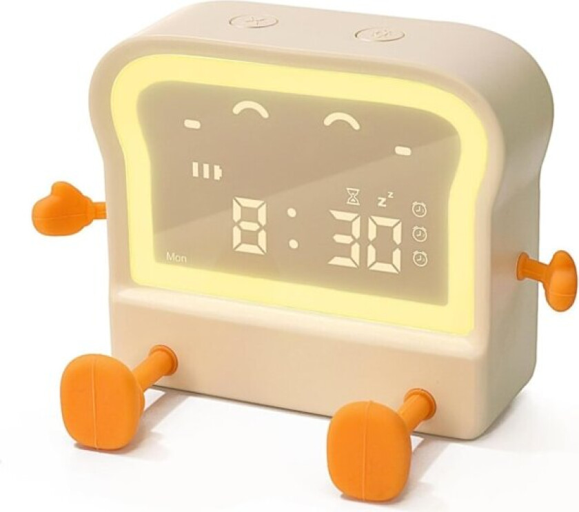 USB-oppladbart vekkerklokke for barn, nattlys, snooze, justerbar lysstyrke, liten nattbordsklokke for barn og tenåringers romdekor