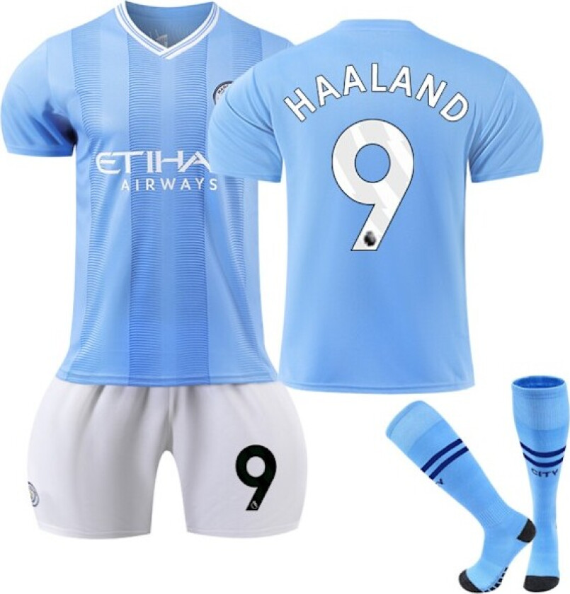 2023-2024 Manchester City Hjemme Barn Fotballdrakt Kit nr 9 Haaland NO.9 8-9years