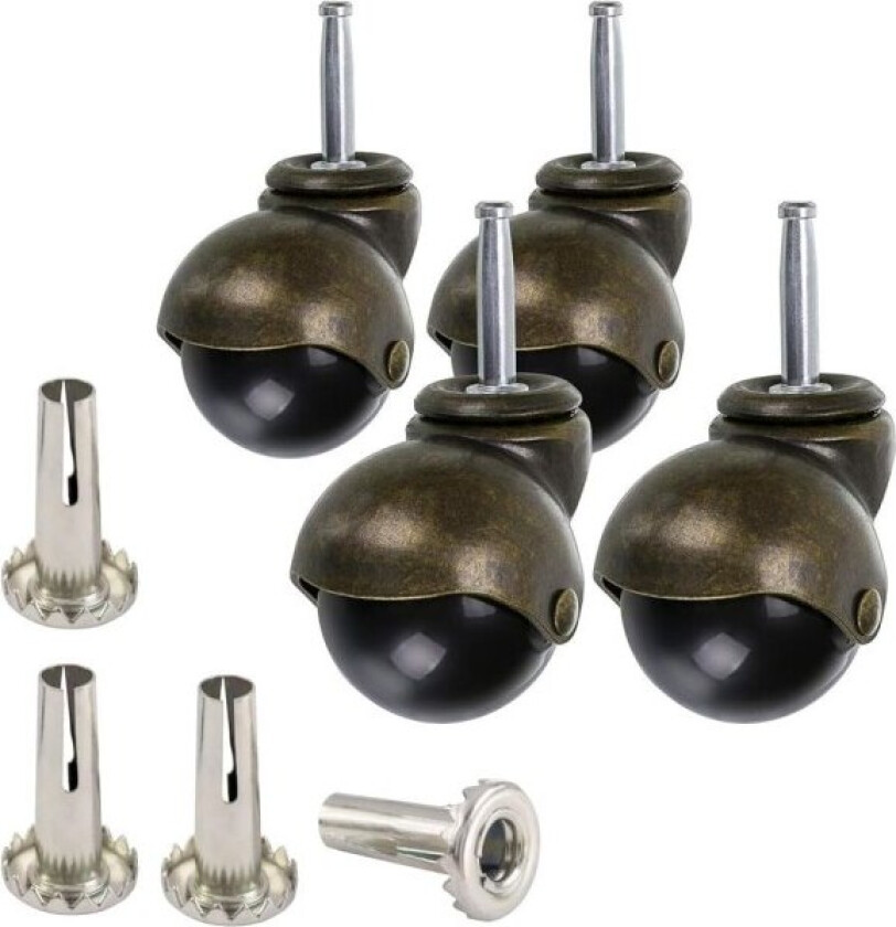 50mm Bronse Ballhjul, Møbelhjul med Sokker, Runde Ballhjul med Bremse, Erstatning for Møbler, Sofaer, Stoler