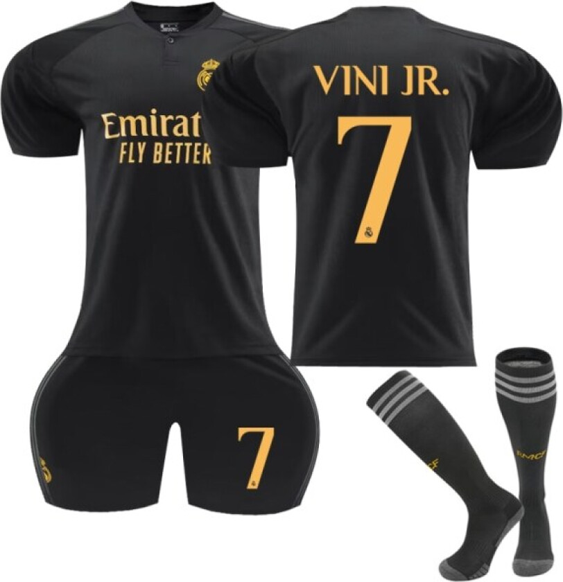 2023-2024 Real Madrid Borte Fotballdrakt for barn Vinicius nr 7 VINI JR G 28