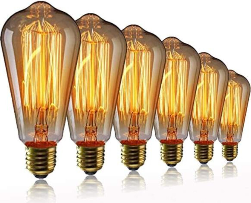 3 stk lyspære E27 lyspære 40W ST64 Retro lys Edison-pære - varm hvit