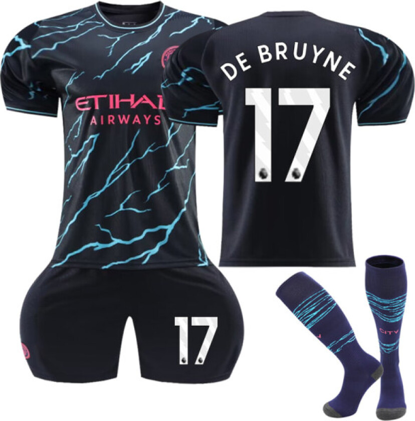 23-24 Manchester City Away Kids fotballdrakt nr. 17 De Bruyne 26