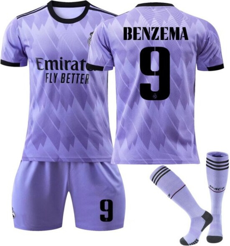 Ny sesong 2022-2023 Real Madrid fotballdrakt fotballdrakter BENZEMA nr. 9 BENZEMA barn 28(150-160cm) zdq