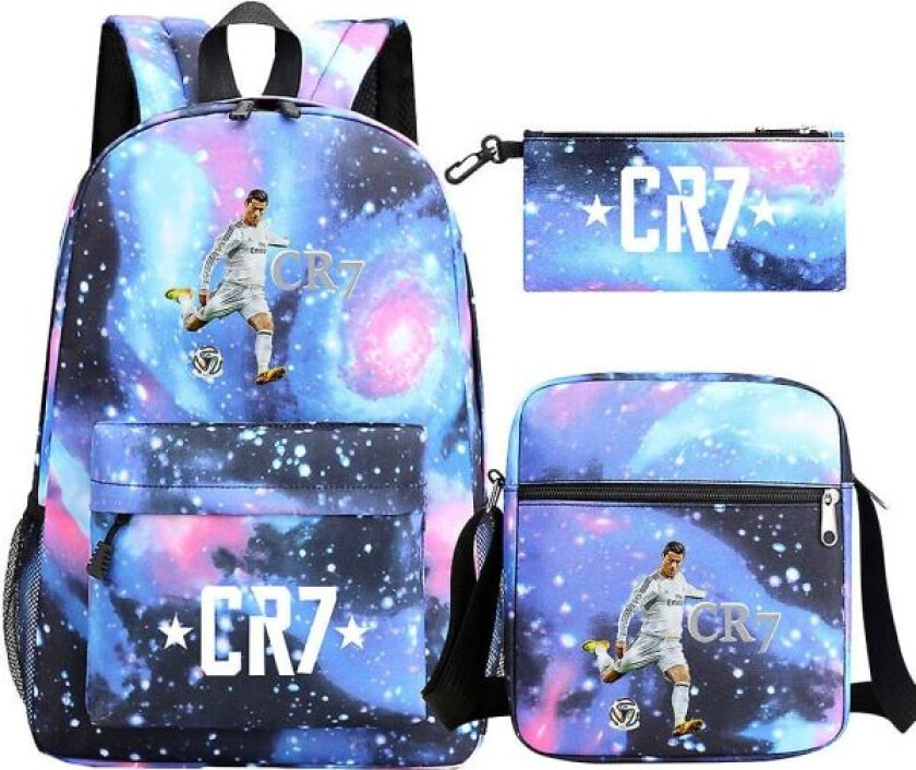 Fotball Ronaldo Cr7 Sett - Jenter/Gutter Skolevesker Reise Laptop Ryggsekk Dame Ryggsekker Skuldervesker og etui Høy kvalitet -1 3