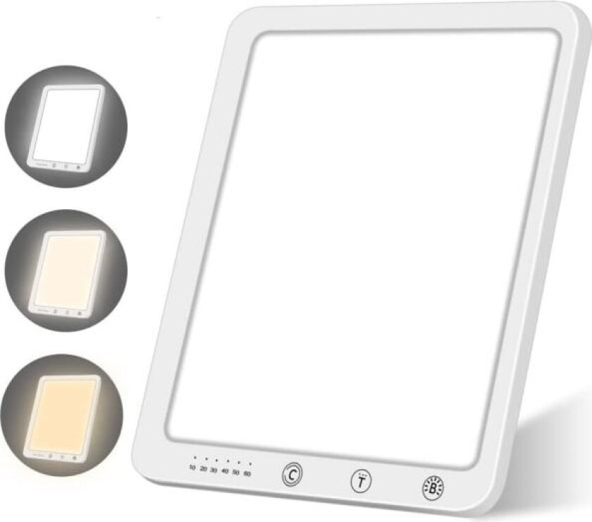 Dagslyslampe 10000 lux Simulerer sollys UV-fri lys terapi lampe med justerbar lysstyrke fargetemperatur og timer