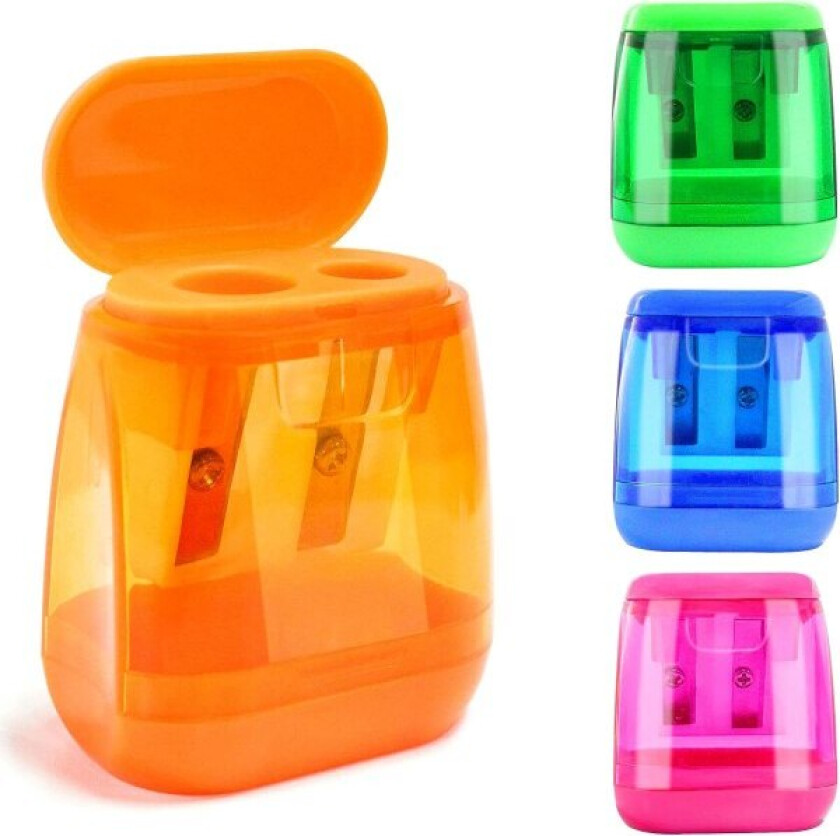 4-pakks blyantspisser Manuell dobbelthulls sliper Håndholdt blyantspisser med deksel Bærbar