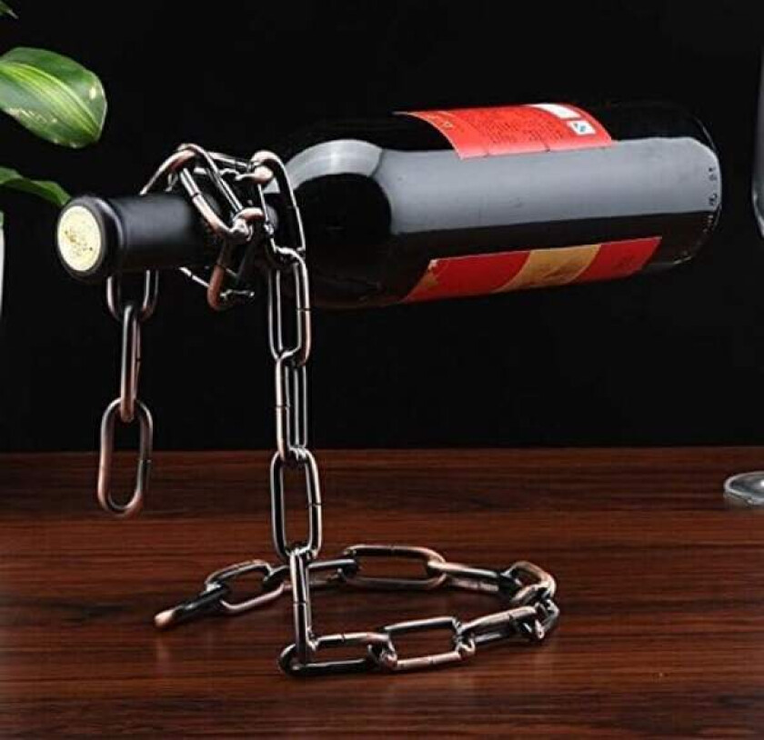 Kreativ metallkjede vinstativ, retro håndverk hjemmedekor vinflaskeholder (Vintage kobber)