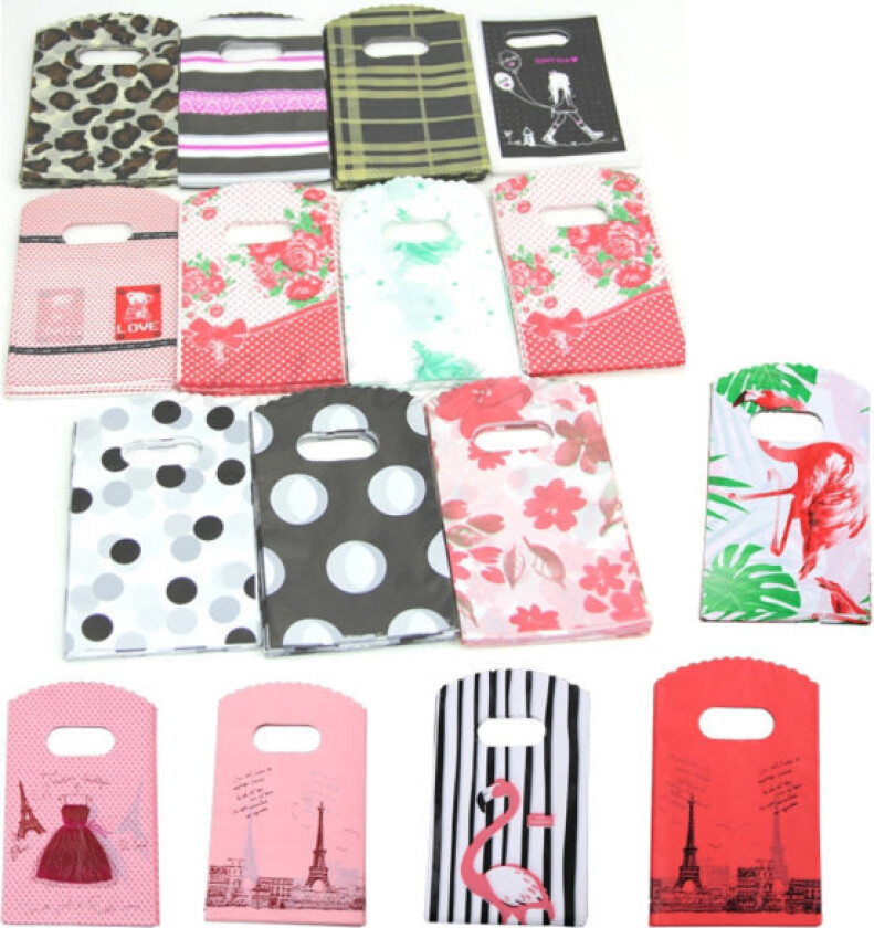 Små plastposer 15X9cm 50 stk Pen Smykker Gavepose Pakke for Øredobber Armbånd Halskjede Ring Organisering