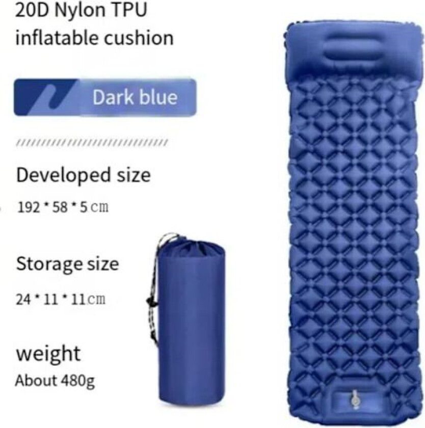 Camping liggeunderlag Oppblåsbar mattepute Ryggsekktur på reise