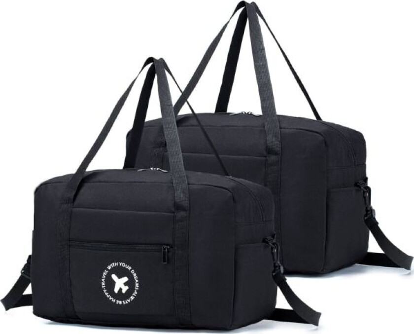 Ryanair Kabinbag 40x20x25 Reise Duffel Bag 2 Pakk Sammenleggbar Undersete Kabinbag Vanntett Weekendbag Lett Håndbagasje Bag black 2 park