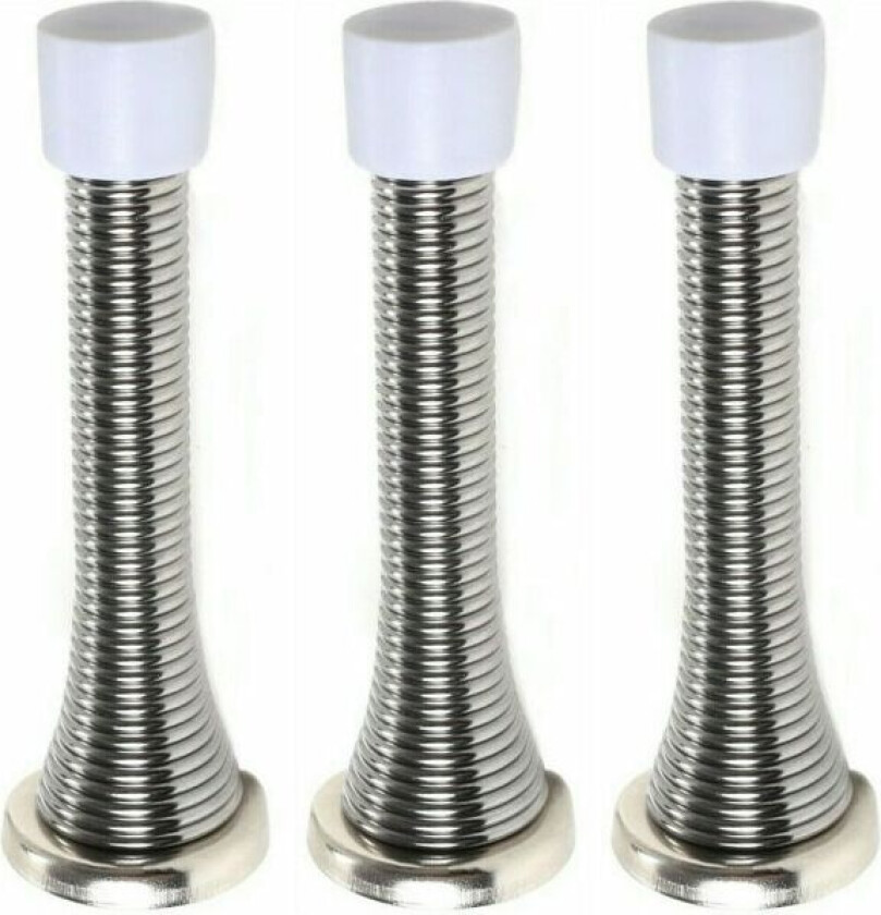 3-pak veggmontert kromfjær dørstopper fjærstopper fotlistbuffer