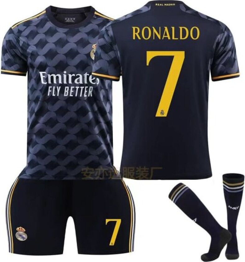 23-24 Real Madrid Borte Barn Fotballdrakt No.7 Cristiano Ronaldo 12-13 years