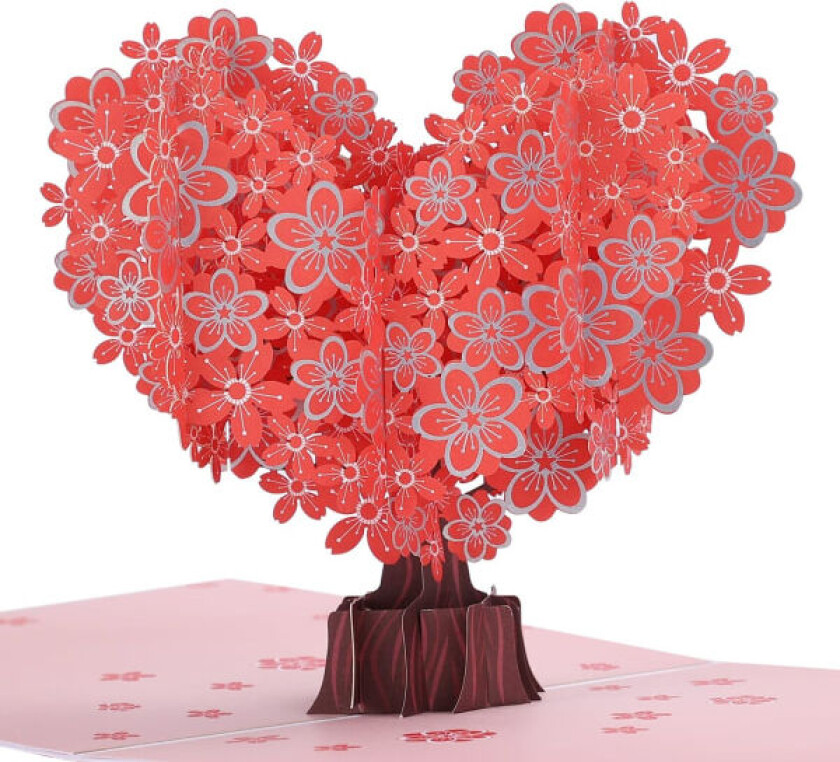 Bilde av Pop-up gratulasjonskort 3D hjerteform Sakura morsdag bursdag valentinsdagskort for kone, mamma, kvinner, søster, elskere, jente