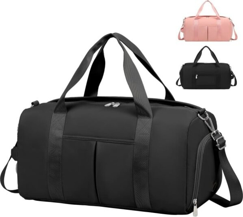 Gym bag for kvinner og menn, Liten sportsbag med våtpose og skofag, Reise duffel bag, Weekender