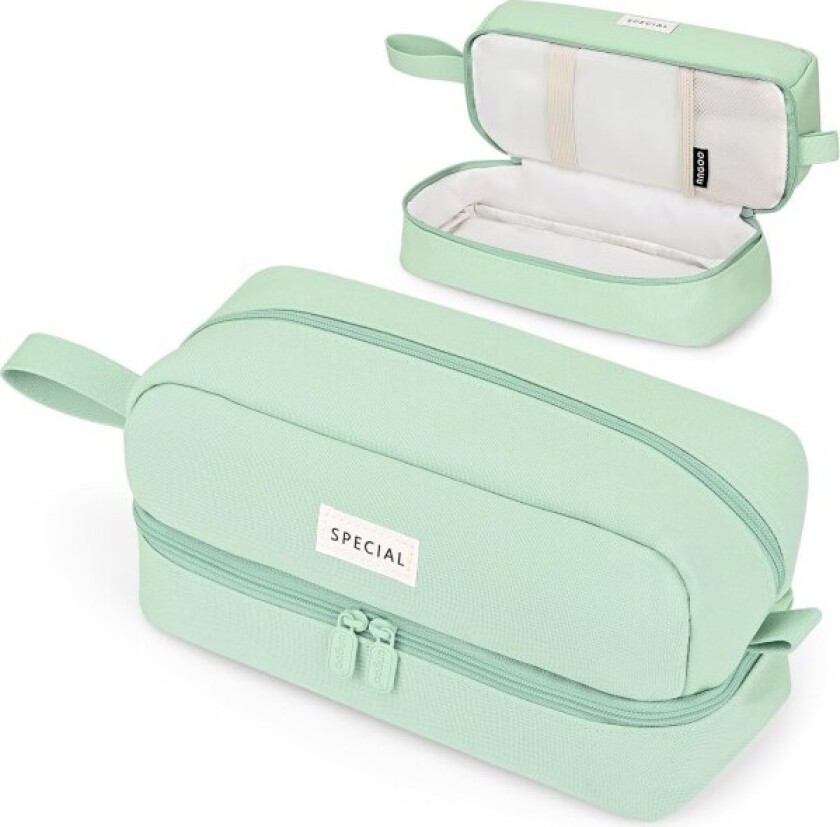 Penalhus, stort penalhus, penalhus for kvinner, estetisk penalhus, skolemateriell, kontorlagring, sminkepung, grønn light green