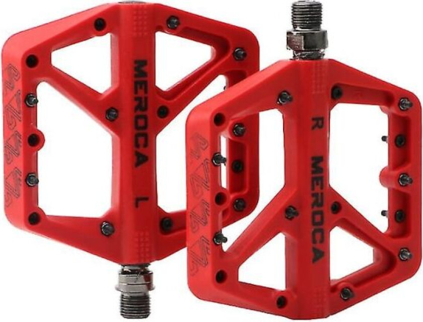 Ultralett flat fjell nylon sykkelpedal sykkelpedaler, rød