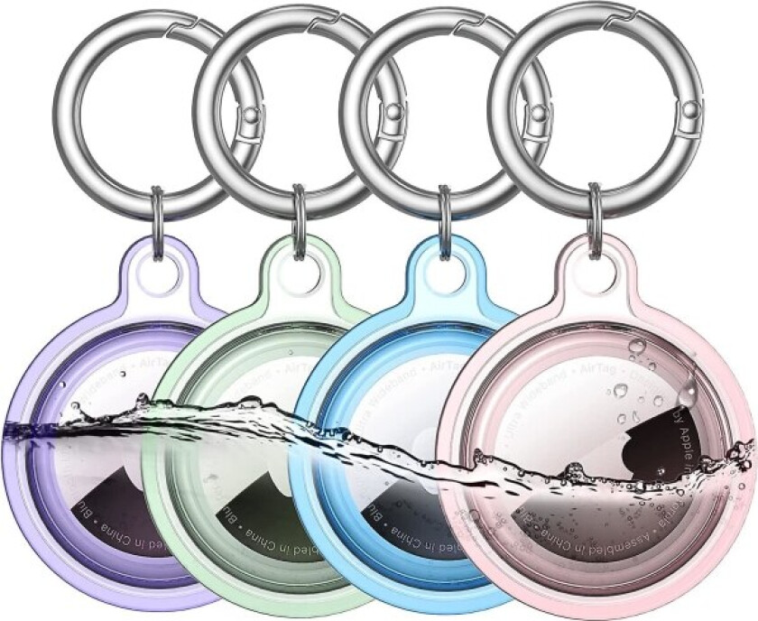 4-pakke vanntett Airtag-nøkkelring, 4-pakke Apple Airtag-nøkkelring