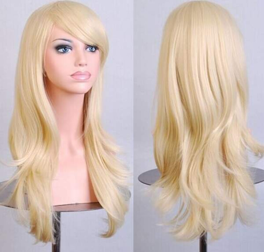 Cosplay Lang Krøllete Bølget Parykk Kvinner Jenter Varmebestandig Motes Halloween Cosplay Festdrakt Parykk Lys Blond