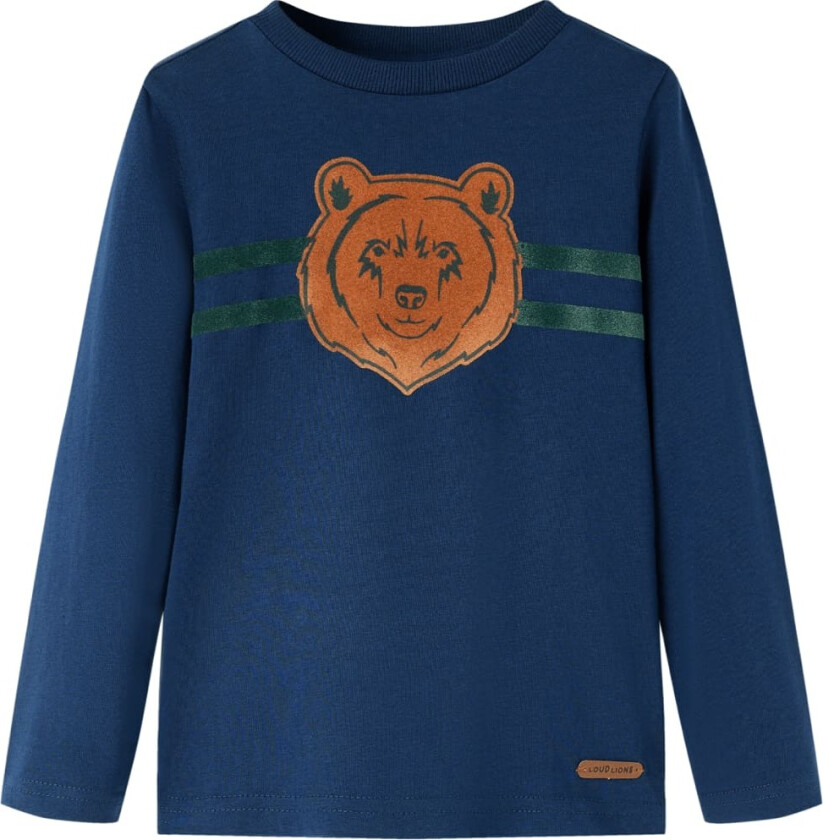 T-skjorte for barn med lange ermer marineblå 128