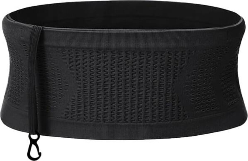 Smal passform løpebelte med 4 sikre store lommer, fukttransporterende treningsbelte, midjeveske for løpere, trening, trening Black XL