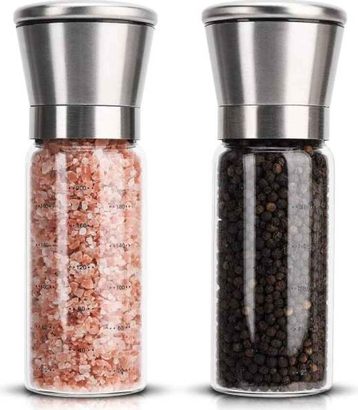 1. salt- og pepperkvernsett i rustfritt stål Pepperkvern waner
