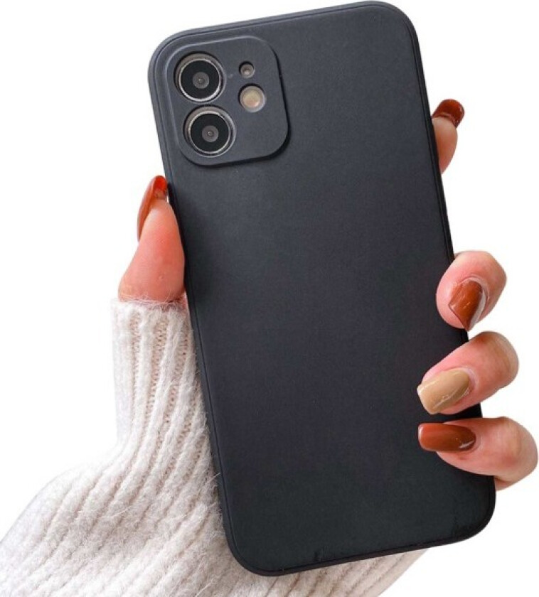iPhone 12 Tynn svart mobilskall med objektivdeksel 1mm TPU svart