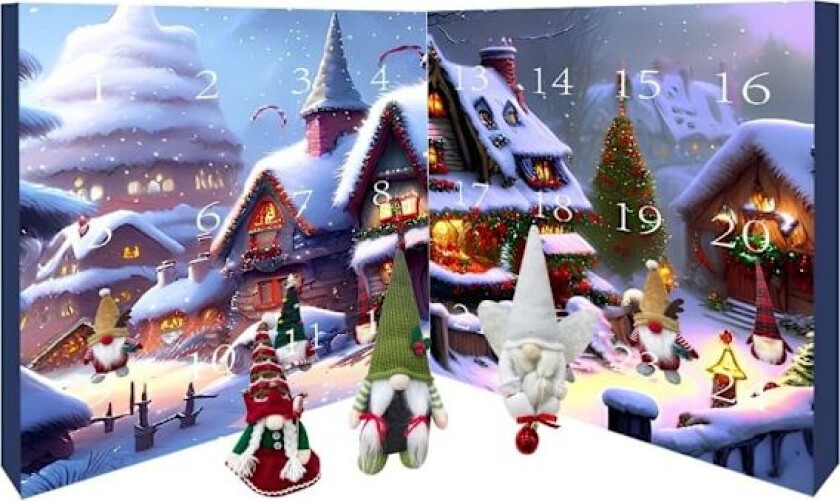Adventskalender med nisser 2024, adventskalender 2024, 24-dagers adventskalender med samleobjekter julenisser