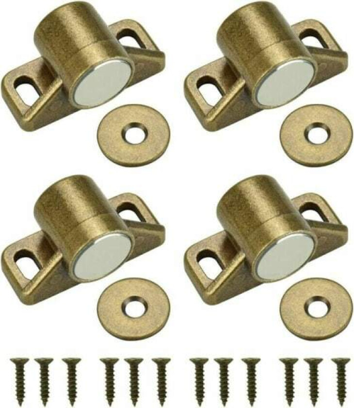Bilde av 4 stk. magnet til skapdør, magnetisk dørstopper, magnetisk dørlukker med 4 skiver og 12 skruer, magnetisk skaplukking for møbler, garderobe, skap