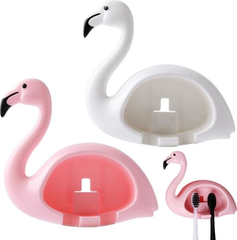 IC Tannbørsteholder, 2 stk Flamingo Form Antibakteriell Dyrevegg