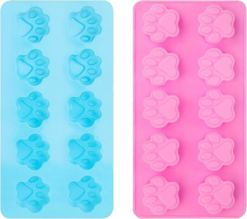 2-pakke pote silikonformer, 10 hulrom sjokolade poteform hund silikonform gjenbrukbar valp kattepote isbitformer DIY bakeverktøy for pudding