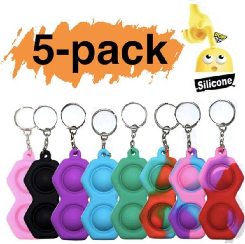 5-pack Enkel fordypning, MINI Pop it Fidget Finger Leketøy / Leketøy - CE Multicolor