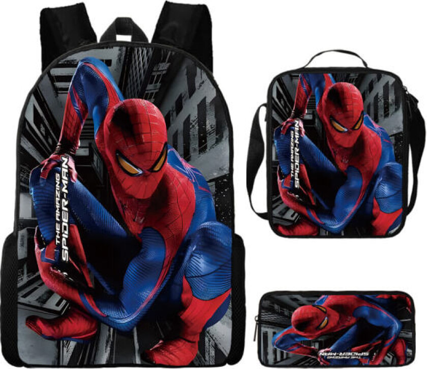 Spider-Man Ryggsekk Ryggsekk Skoleveske Pennal Lunsjpose Tredelt Sett