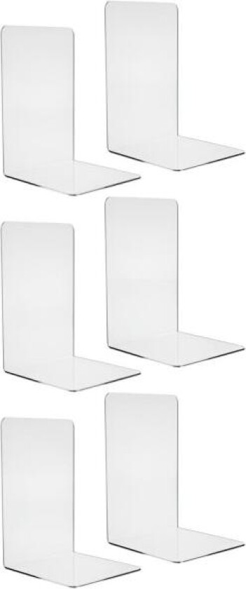 Bokstøtter i plexiglass - 6 stk Transparent
