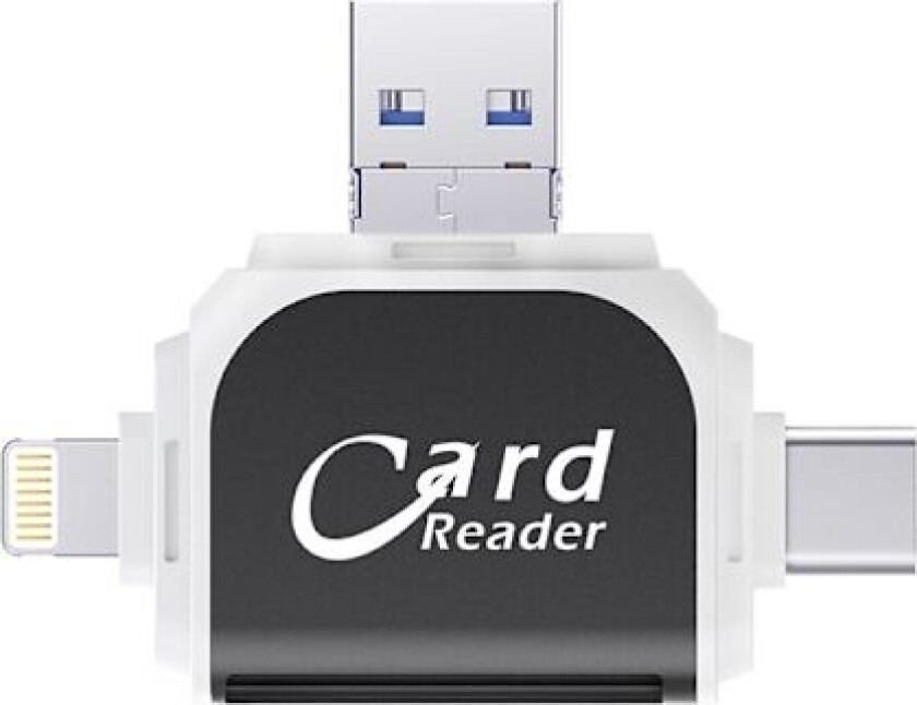 Multiport 4 i 1 universell SD TF-kortleser, USB C SD TF-minnekortleser, USB C Hub Multiport-adapter (svart)