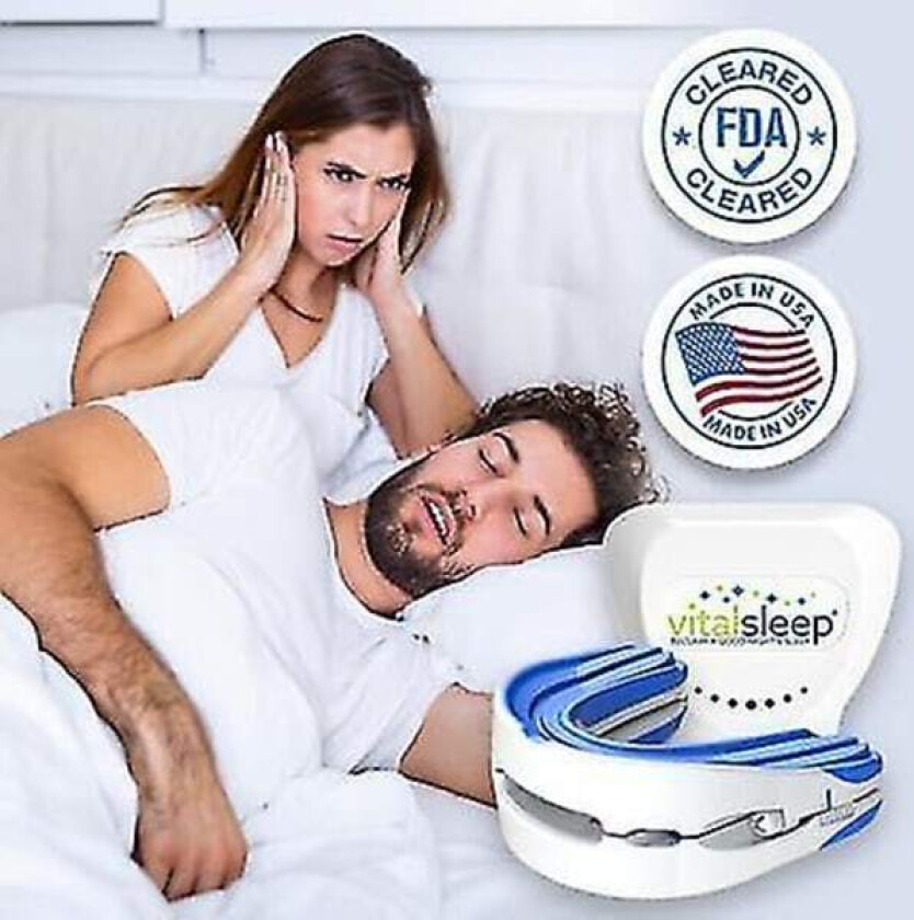 VitalSleep Anti-Snorking Munnstykke - Tilpassbar med Tanninntrykk, Justerbar Kjeveposisjonering - FDA-Godkjent Snorkeløsning (Herrestørrelse)