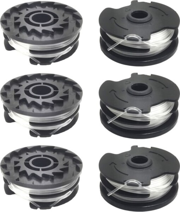 Pakke med 6 erstatningsspolesett for LIDL Parkside PRTA 20-Li A1, B2, C3, PRT 550 A1, A3, PRT 300 A1 Gresstrimmer