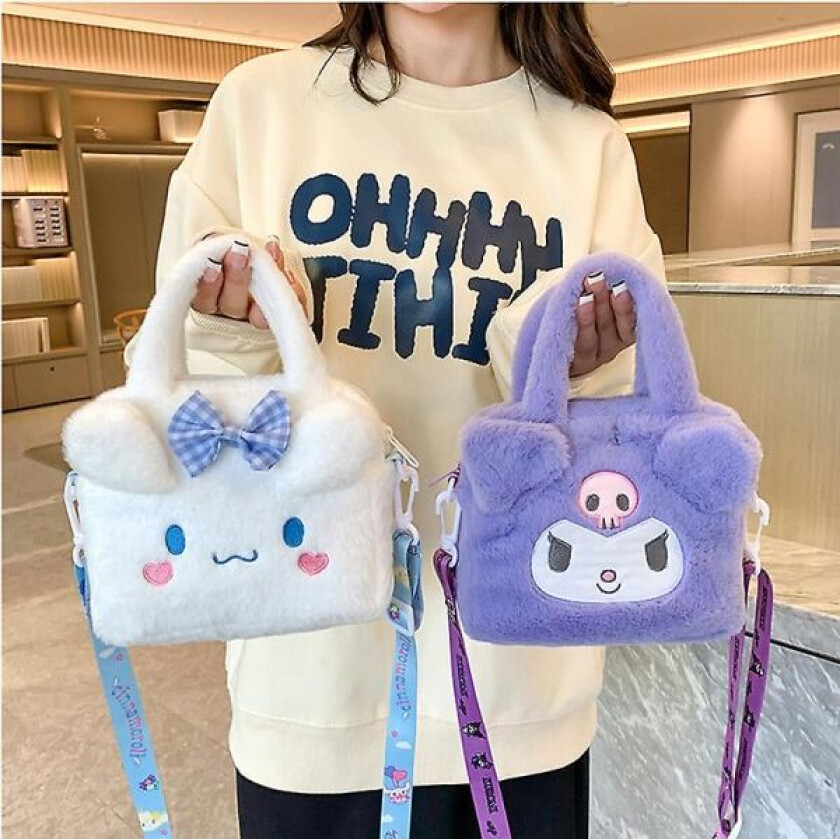 Sanrio Veske Kawaii Plussj Cinnamoroll Melody Kuromi Myk Stoff Håndveske Skulderveske Anime Fylt Ryggsekk Jenter Barn Gaver Purlpe