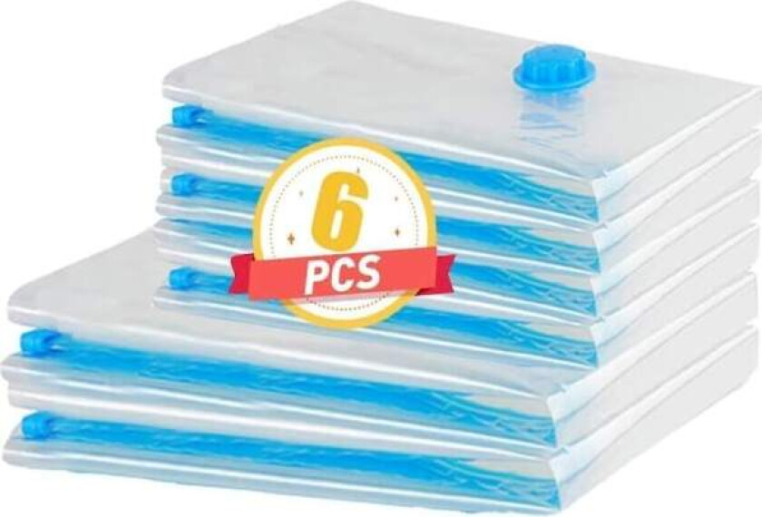 6 vakuumposer, inkludert 2 mellomstore (60 x 80 cm), 4 små (40 x 60 cm) gjenbrukbare reisevakuumposer for madrasser Sengetøy Puter Klær