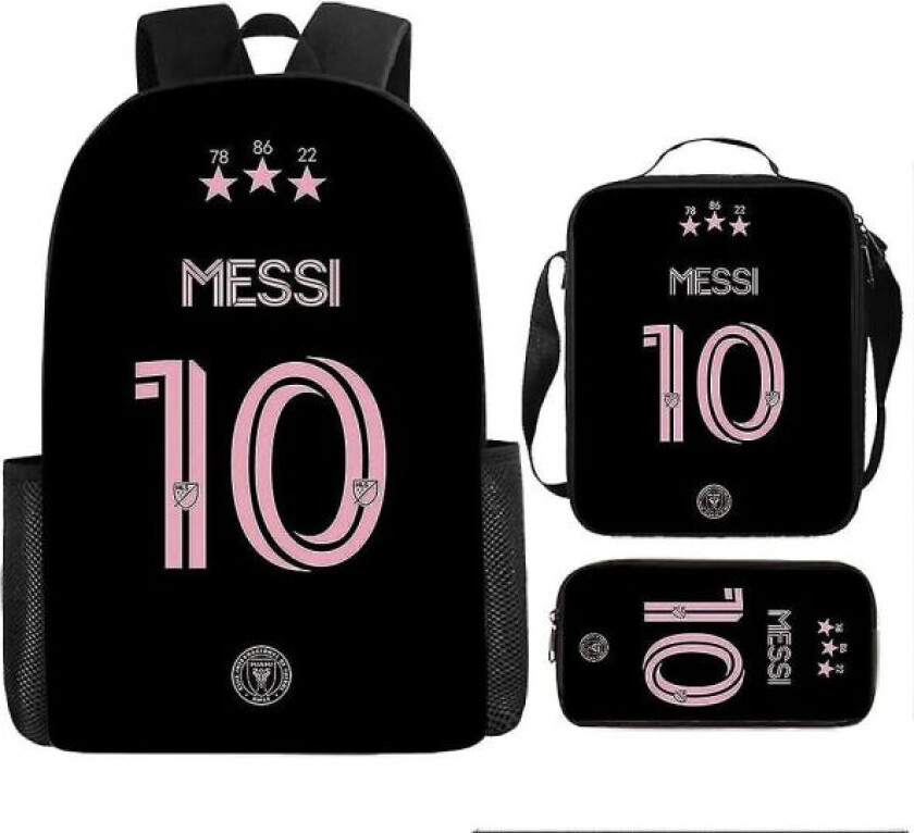 Nyankommet skolesekk eller veske eller pennal med trykk av fotballstjernen Lionel Messi, eller tredelt ryggsekk for elever DB 56 Only a pen bag
