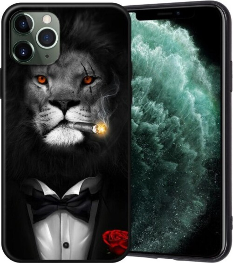 iPhone 13, Pro og Max case løve i smoking røyke sigarett Black one size