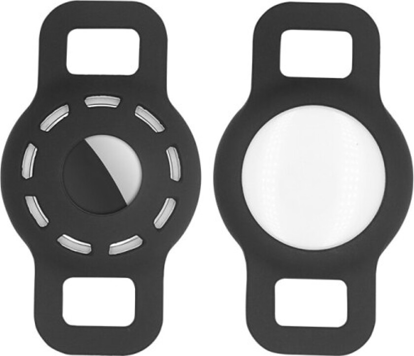 2 stk (svart) AirTag kjæledyrhalsbånd silikondeksel, justerbart AirTag katt og hund halsbånd deksel bærbar GPS sporingsdeksel.