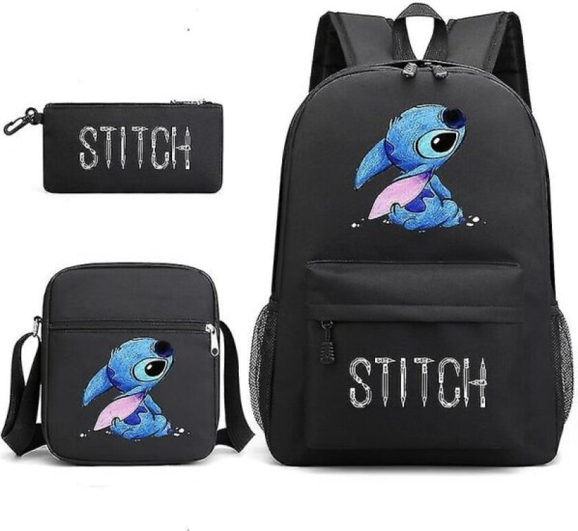 Lilo & Stitch Ryggsekk Sett Skoleveske. . - Perfet Black