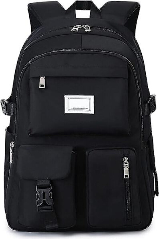 Skolesekker for jenter Stor kapasitet Ryggsekk Gymnasium Multi-Pocket Ryggsekk Vanntett Skolesekk Svart Black