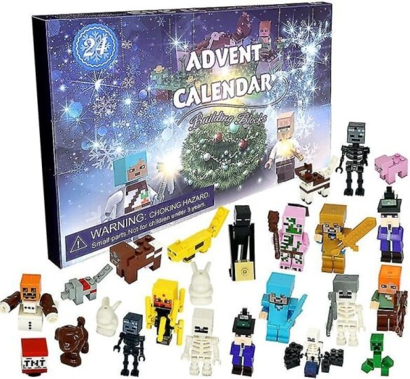 24-delt Adventskalender Minecraft montert byggeklossleketøy Jul Halloween Leke Gave Minifigur Sett Pusselgaver 24PCS 24PCS